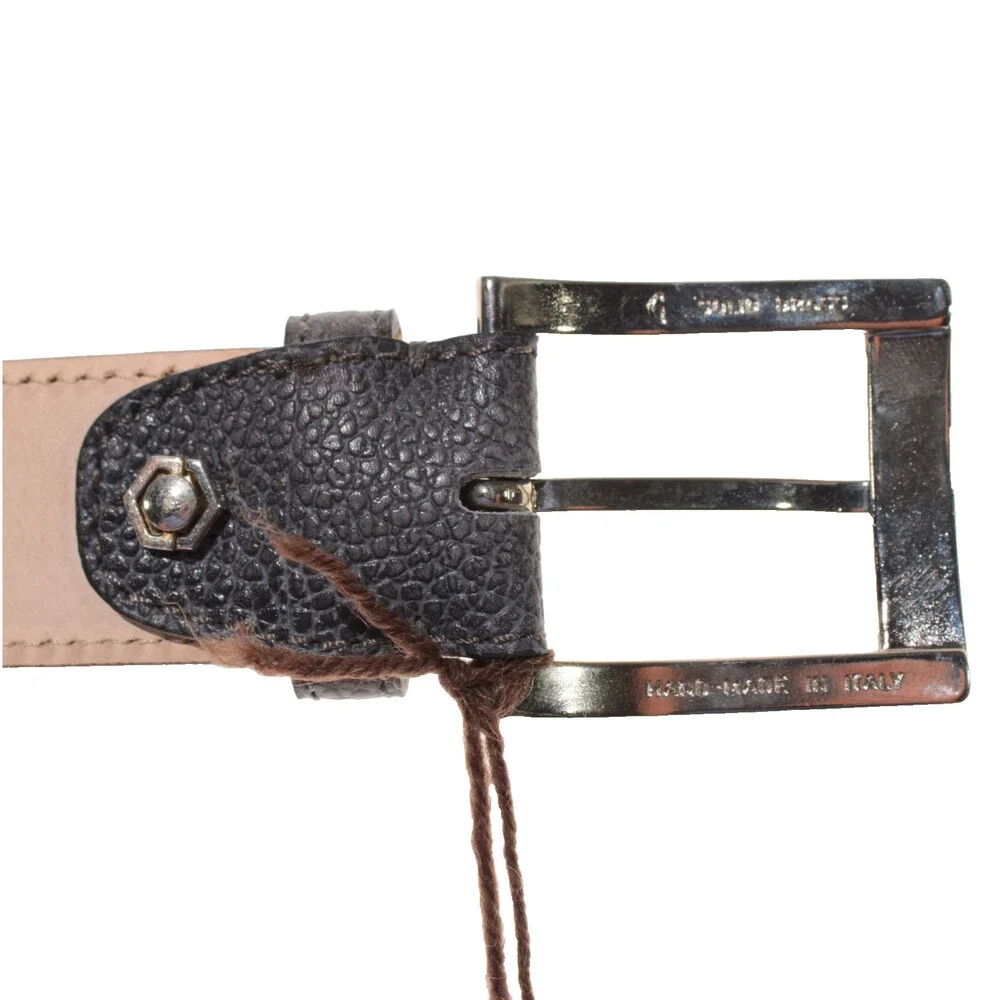 Di Bianco NWT Cut to Size Dress Belt In Solid Gray Pebbled Leather One Size